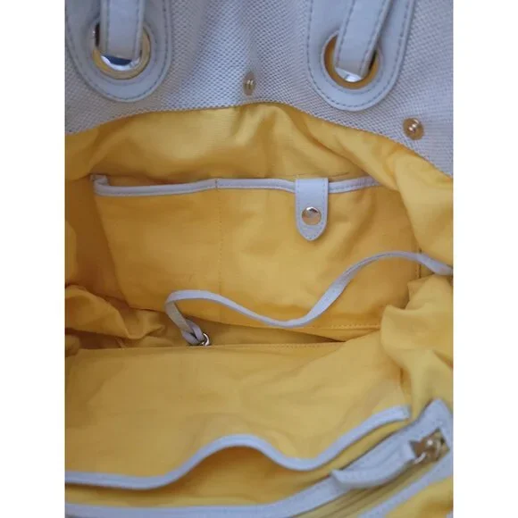 DOONEY & BOURKE Women's Cream Canvas Shopper Tote Bag Leather Handles - Picture 9 of 15